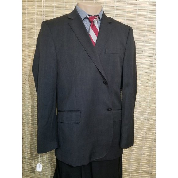 JHANE BARNES 44R MENSWEAR MEN'S SPORT COAT BESPOKE BLACK 100% WOOL 2-BUTTON B371 - Picture 1 of 8
